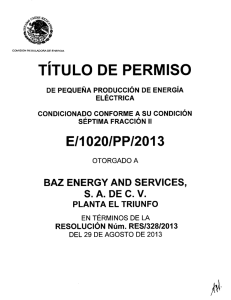 TÍTULO DE PERMISO - Comisión Reguladora de Energía