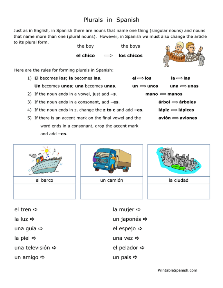 plural homework in spanish