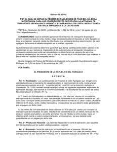 Decreto 15.657/92 POR EL CUAL SE AMPLIA EL REGIMEN DE