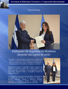 Embajador de Argentina en Honduras presentó sus copias de estilo