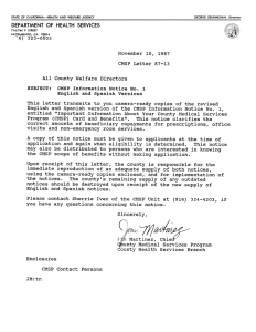 November 10, 1987 CMSP Letter 87-13 All County Welfare Directors