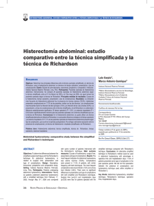 Histerectomía abdominal: estudio comparativo entre la técnica