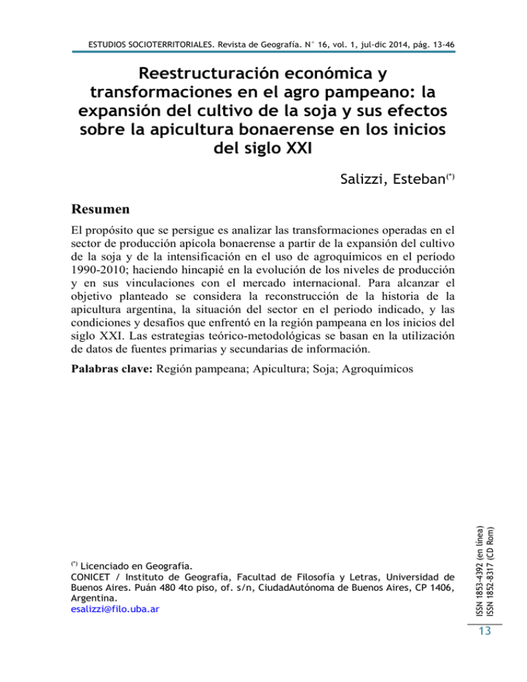 Reestructuración Económica Y Transformaciones En El Agro