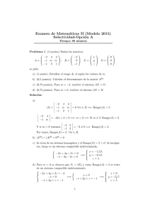 Examen de Matemáticas II (Modelo 2015) Selectividad