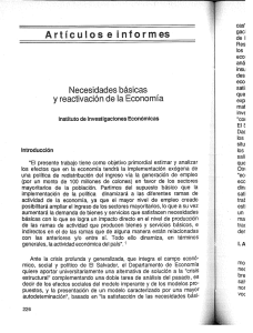 Necesidades básicas y reactivación de la Economía