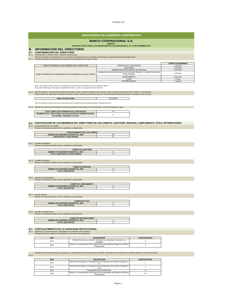 Anexo 1-B: Información Del Directorio