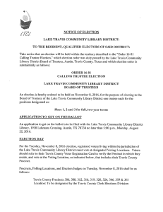 Page 1 / //?/ NOTICE OF ELECTION LAKE TRAVIS COMMUNITY