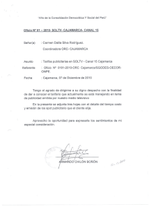 Oficio N° 01 — 2010— SOLTV- CAJAMARCA- CANAL 15