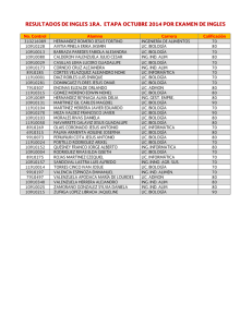 resultados de ingles 1ra. etapa octubre 2014 por examen de ingles