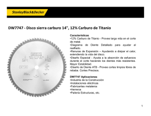 DW7747 - Disco sierra carburo 14", 12% Carburo de Titanio