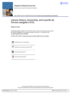 Literary History, Censorship, and Lazarillo de Tormes castigado