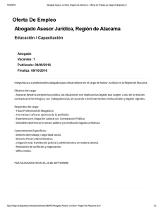Oferta De Empleo Abogado Asesor Jurídica, Región de Atacama
