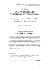 LA LITURGIA: FUENTE Y CUMBRE DE LA VIDA ECLESIAL