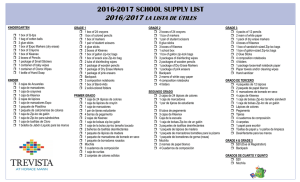 2016-2017 trevista supply list