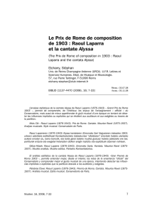 Le Prix de Rome de composition de 1903: Raoul Laparra et la