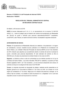 Recurso nº 015/2016 C.A. del Principado de Asturias 01/2016