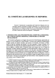 El Comité de las Regiones. Su Reforma