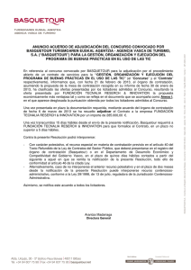 ANUNCIO ACUERDO DE ADJUDICACIÓN DEL CONCURSO