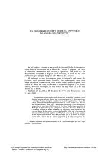 Un documento inédito sobre él cautiverio de Miguel de Cervantes
