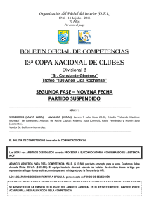 Nacional de Clubes 2016 - Div. B - Partido Suspendido Novena Fecha