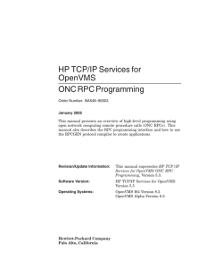 HP TCP/IP Services for OpenVMS ONC RPC Programming