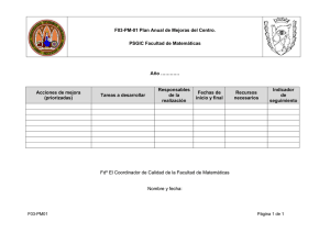 F03-PM-01 Plan Anual de Mejoras del Centro. PSGIC Facultad de