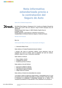 Nota informativa estandarizada previa a la contratación del Seguro