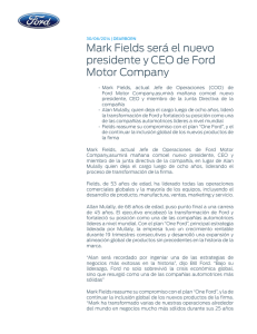 Mark Fields será el nuevo presidente y CEO de Ford Motor Company