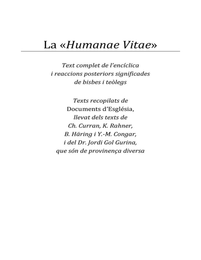 La «Humanae Vitae