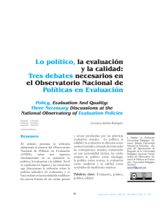 Lo político, la evaluación y la calidad: Tres debates necesarios en el
