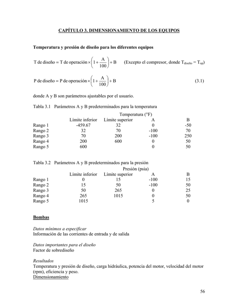 CAPÍTULO 3. DIMENSIONAMIENTO DE LOS EQUIPOS