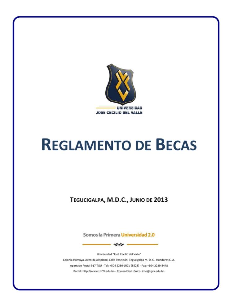 Reglamento De Becas - Universidad José Cecilio Del Valle