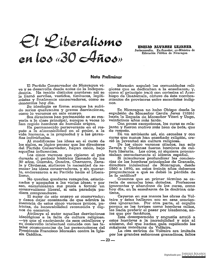 El liberalismo en los 30 años - Revista Conservadora