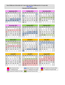 Provider calendar and funding dates 2016 to 2017
