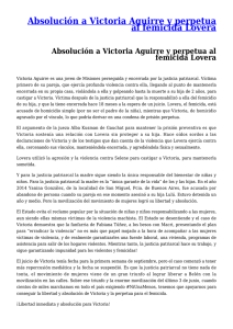 Absolución a Victoria Aguirre y perpetua al femicida
