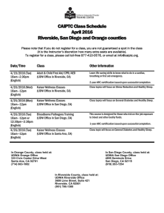 CAIPTC Class Schedule April 2016 Riverside, San Diego