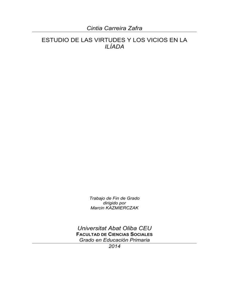 Cintia Carreira Zafra ESTUDIO DE LAS VIRTUDES Y