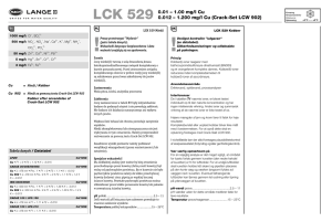 LCK 529 0.01 – 1.00 mg/l Cu 0.012 – 1.200 mg/l Cu (Crack