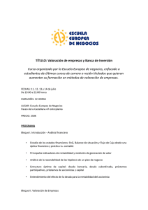TÍTULO: Valoración de empresas y Banca de Inversión Curso