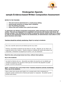 Kindergarten Spanish, sample Evidencebased Written Composition