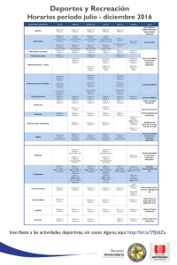 Actividades deportivas Lunes Martes Miércoles Jueves Viernes