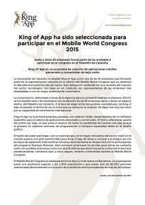 King of App ha sido seleccionada para participar en el Mobile World