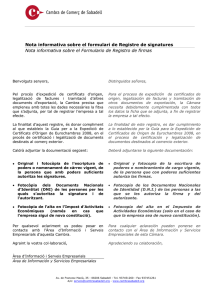 Registre de signatures - Cambra de Comerç de Sabadell