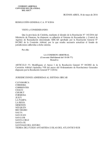 Resolución General CA 8/2016 - Comisión Arbitral del Convenio