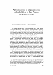 Aproximación a la lengua coloquial del siglo XV en el Bajo Aragón