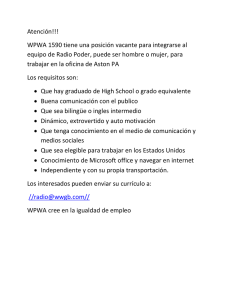 Atención!!! WPWA 1590 tiene una posición vacante para integrarse