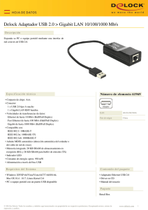 Delock Adaptador USB 2.0 > Gigabit LAN 10/100/1000 Mb/s