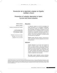 Prevención de la depresión unipolar en España: realidad y futuro