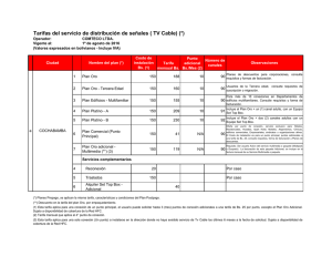 Tarifas del servicio de distribución de señales ( TV Cable)