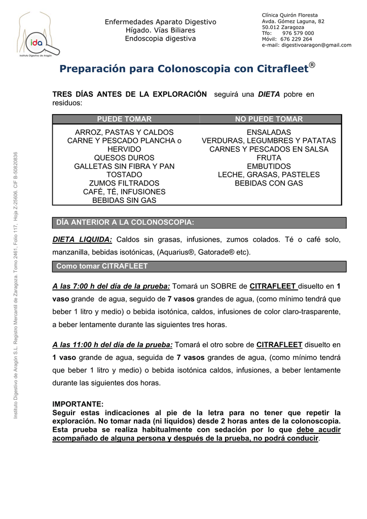 Preparaci n Para Colonoscopia Con Citrafleet